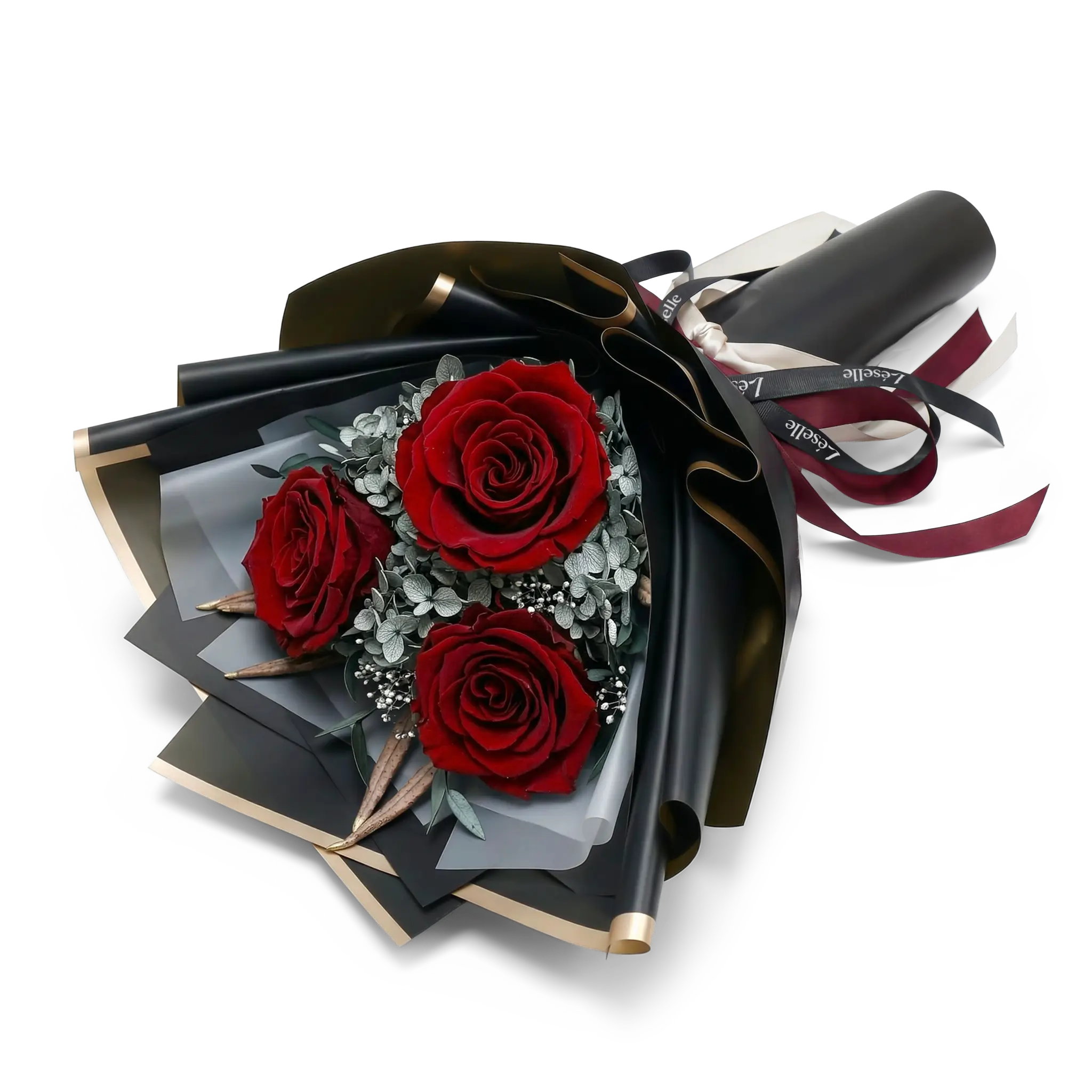 Obsidian Crimson Preserved Rose Bouquet