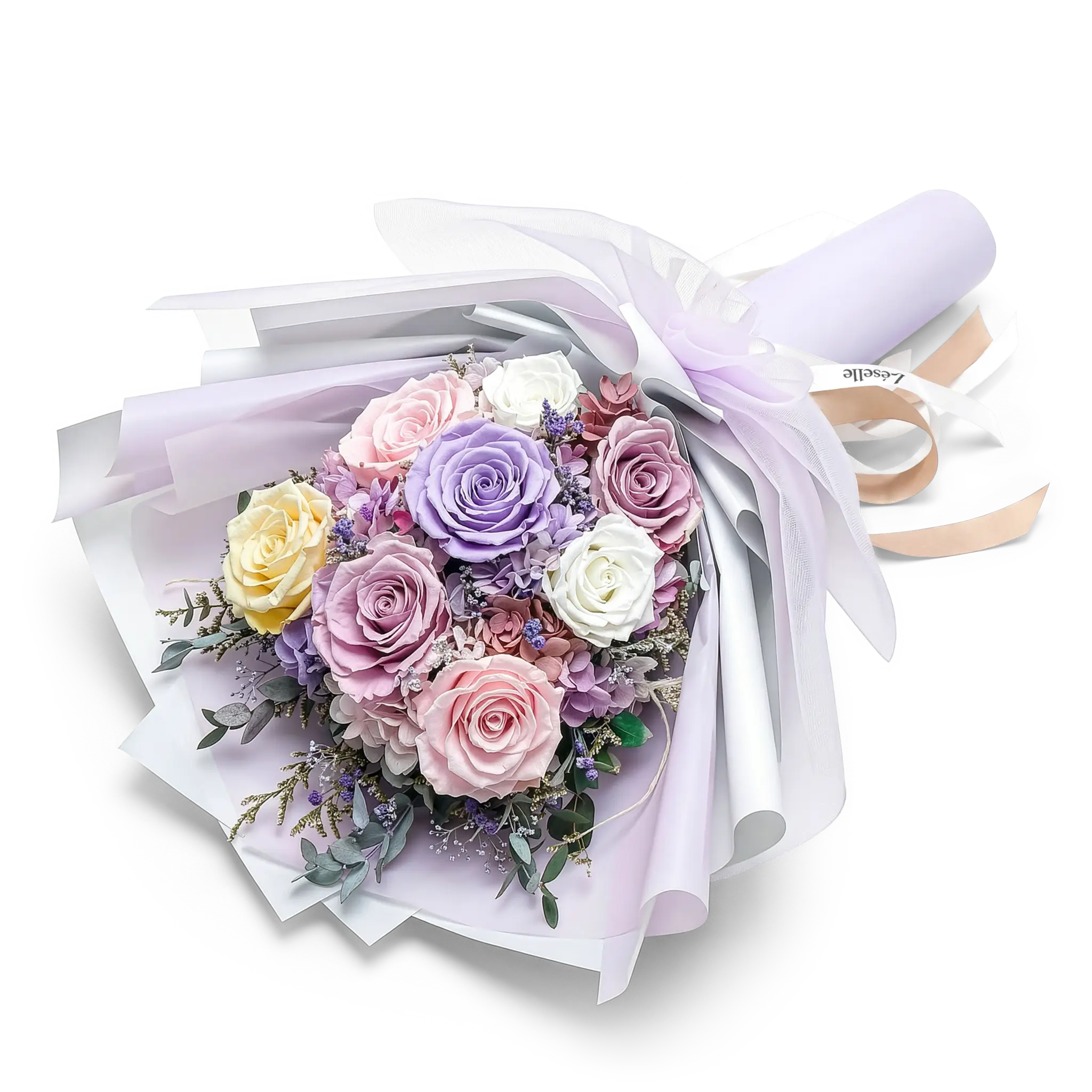 Elegant Lilac Preserved Rose Bouquet