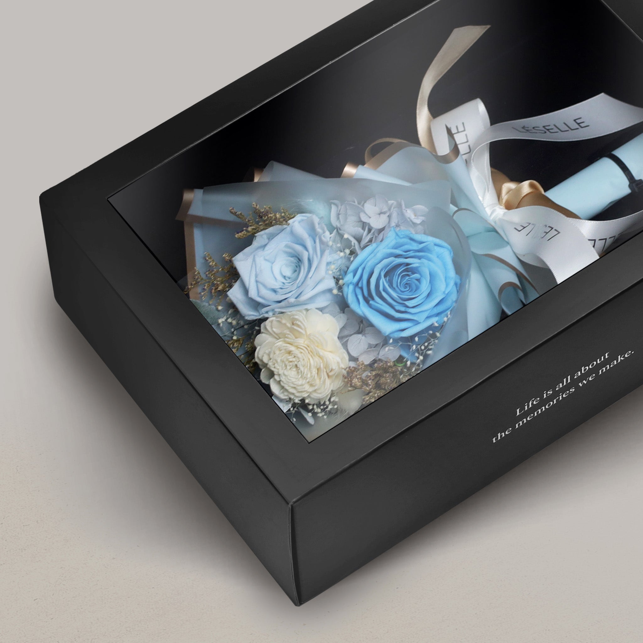 Serene Blue Duo Preserved Rose Bouquet