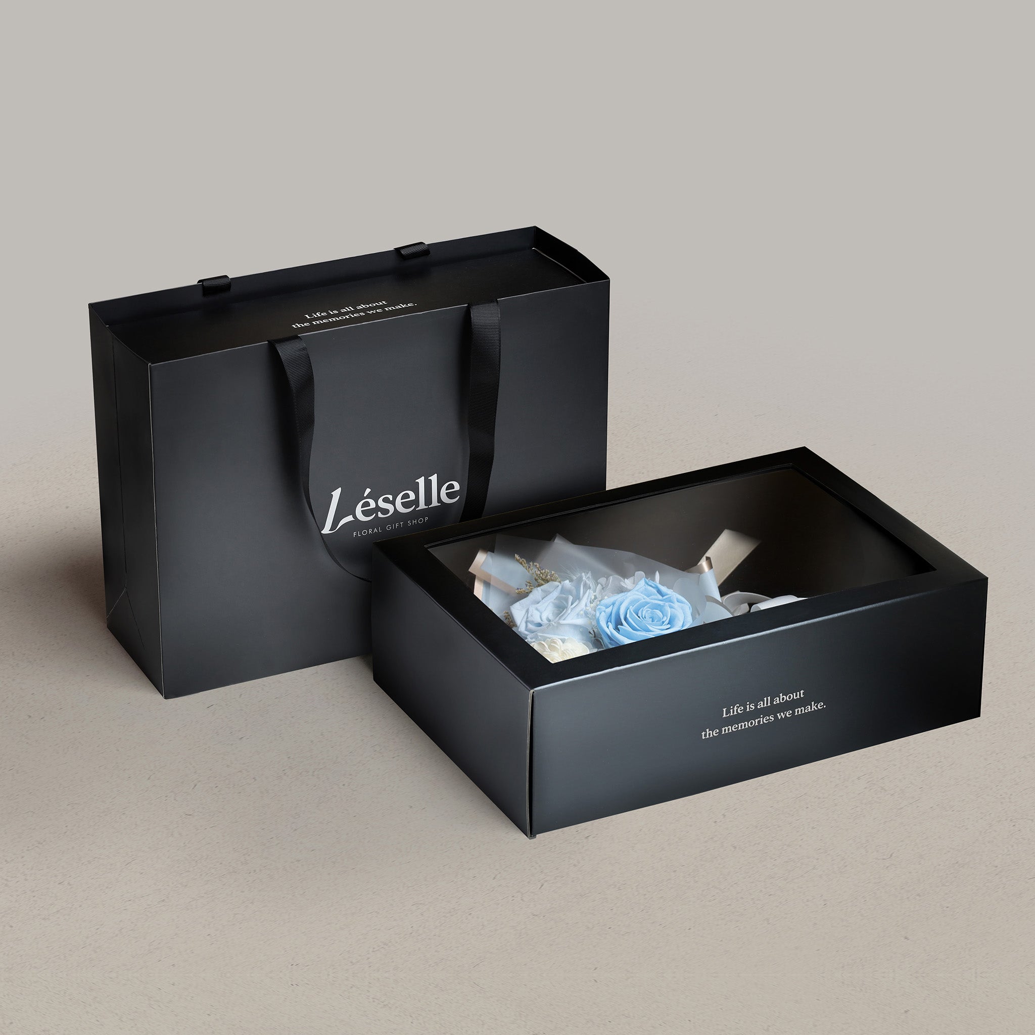 Serene Blue Duo Preserved Rose Bouquet