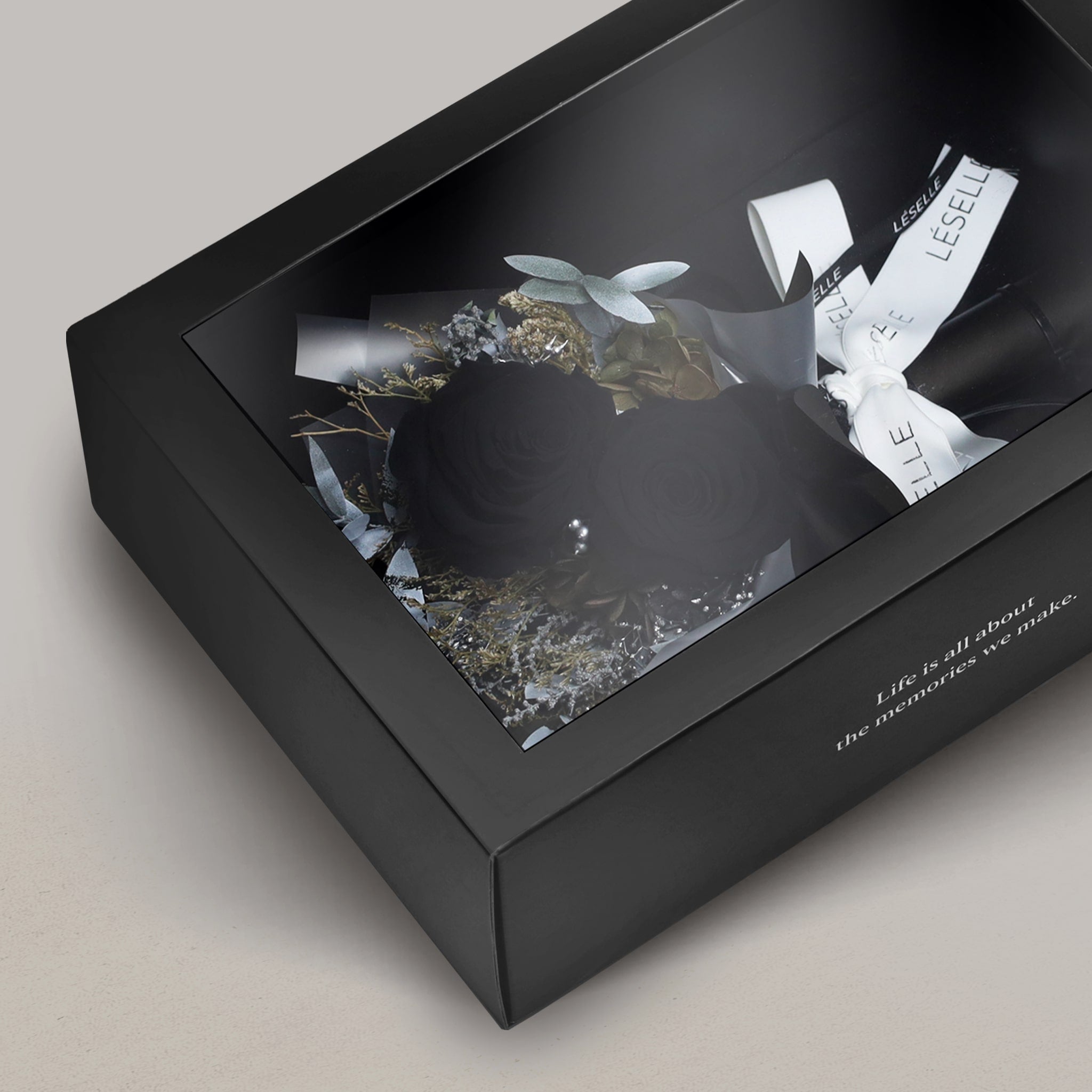 Midnight Black Duo Preserved Rose Bouquet