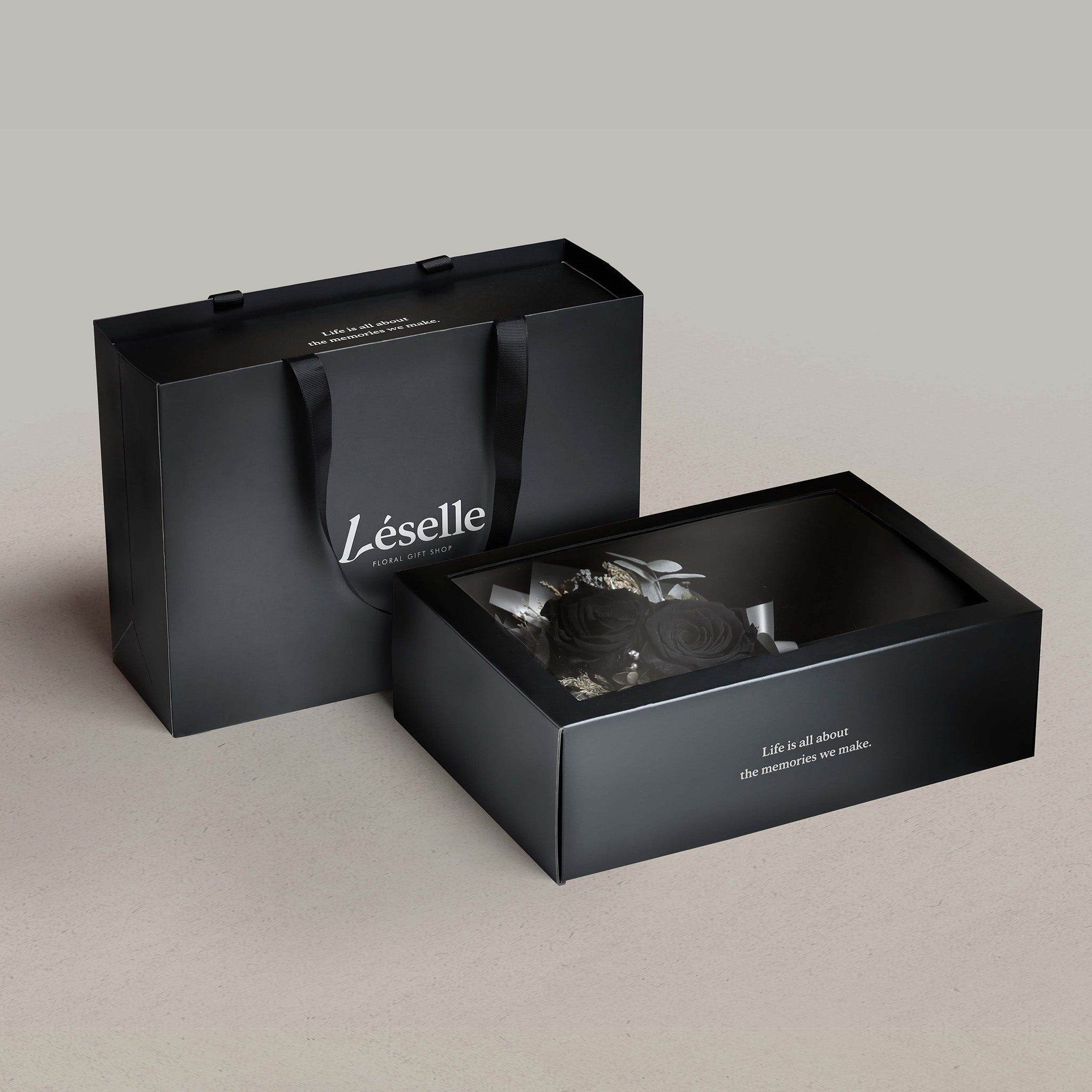 Midnight Black Duo Preserved Rose Bouquet