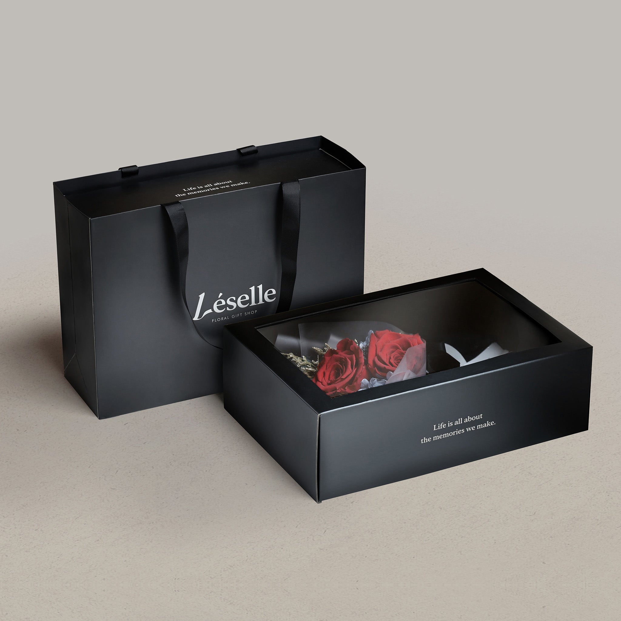 Alluring Red Duo Preserved Rose Bouquet