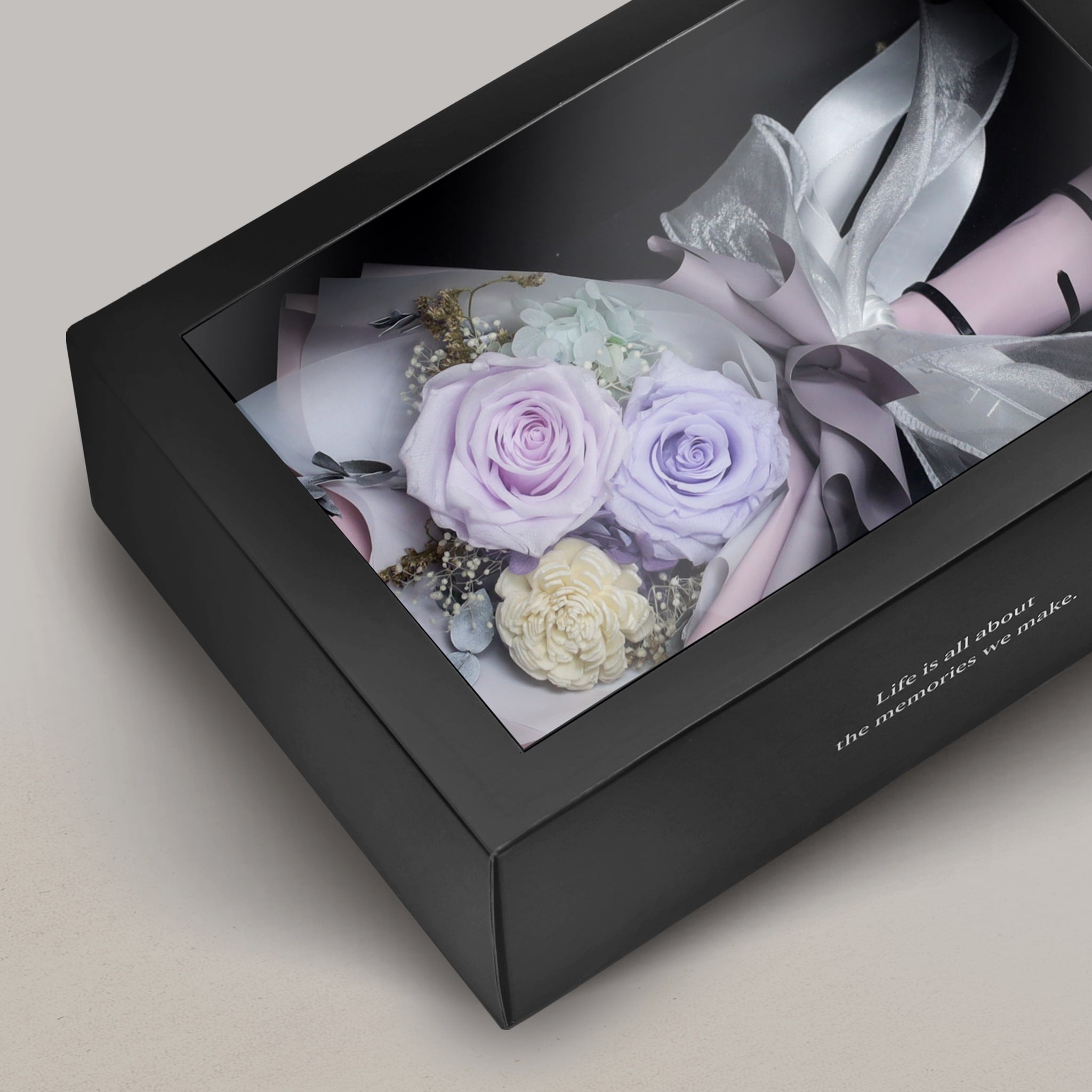 Elegant Lilac Duo Preserved Rose Bouquet