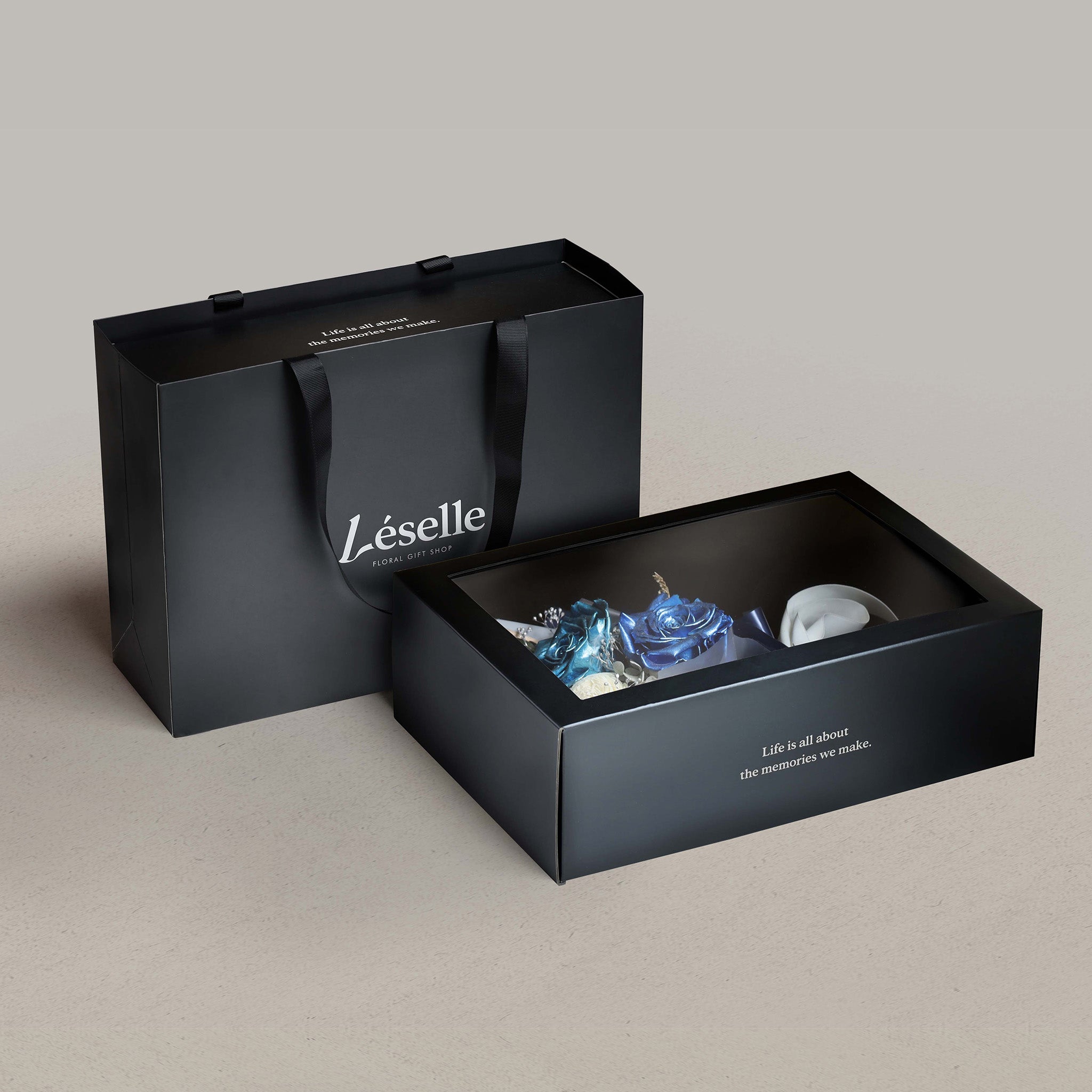 Midnight Blue Duo Preserved Rose Bouquet