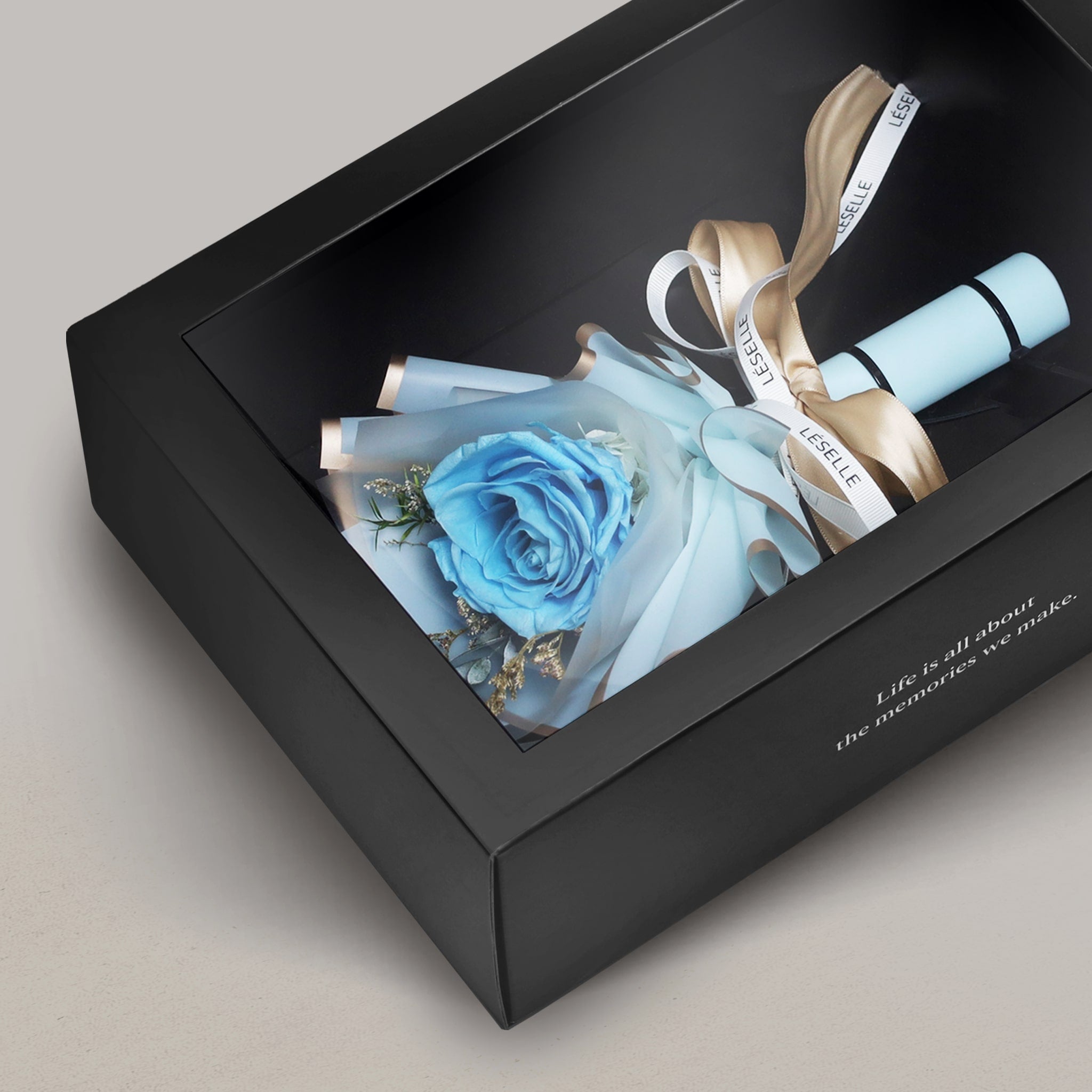 Serene Blue Single Preserved Rose Bouquet