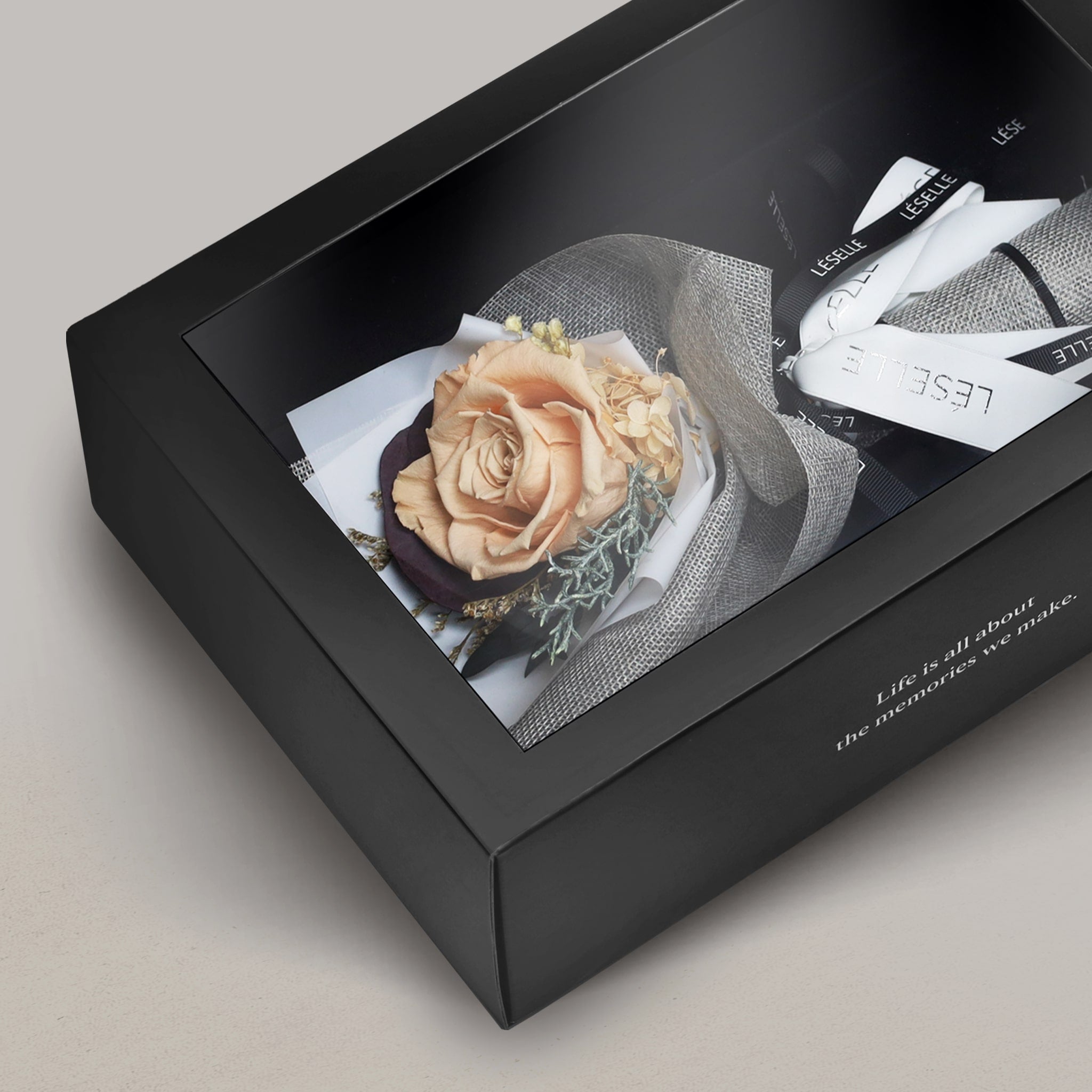 Timeless Peach Single Preserved Rose Bouquet